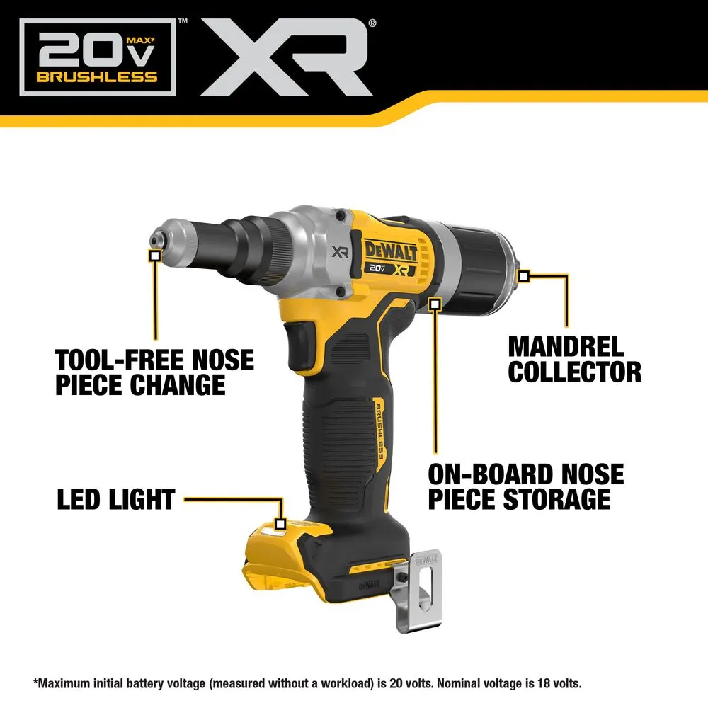 DeWALT DCF414B 20V MAX XR 1/4" Brushless Cordless Rivet Tool - Bare Tool