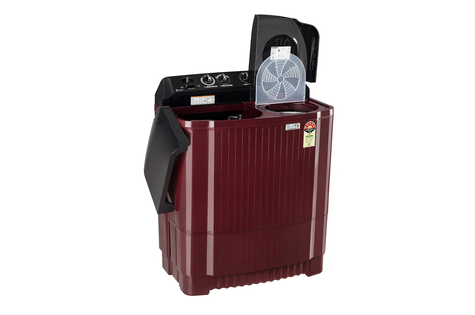 LG 8.5KG P8535SDAZ Semi Automatic Top Load Washing Machine, Roller Jet Pulsator   Soak, Burgundy