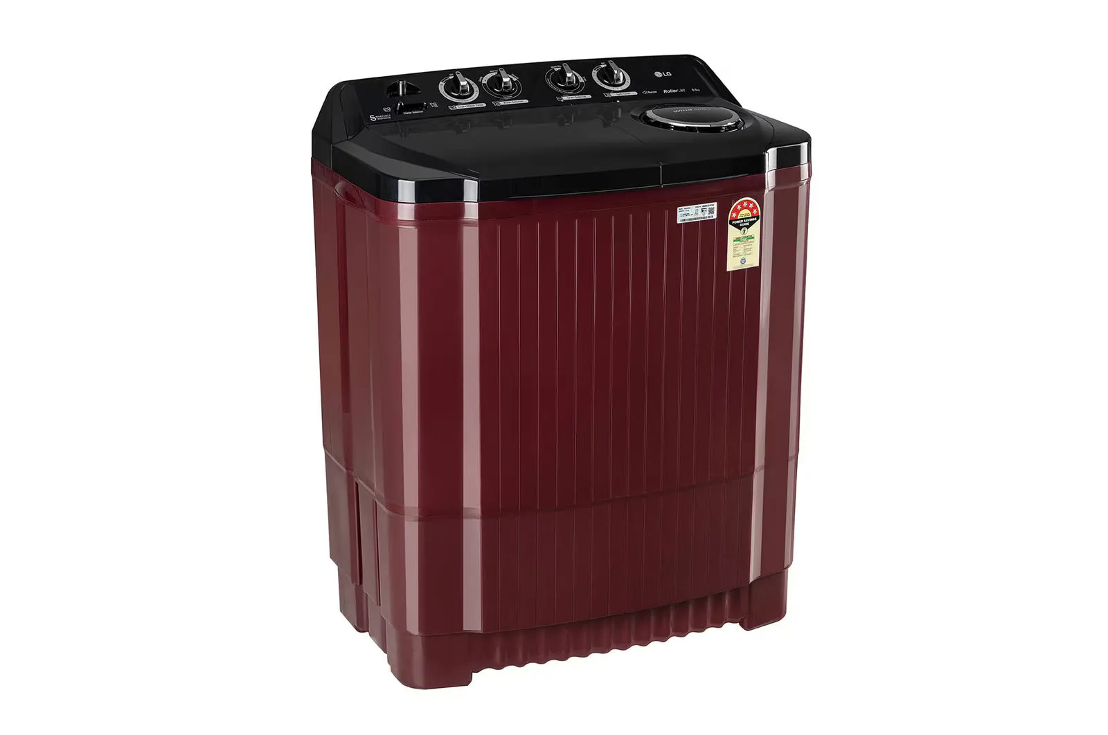 LG 8.5KG P8535SDAZ Semi Automatic Top Load Washing Machine, Roller Jet Pulsator   Soak, Burgundy