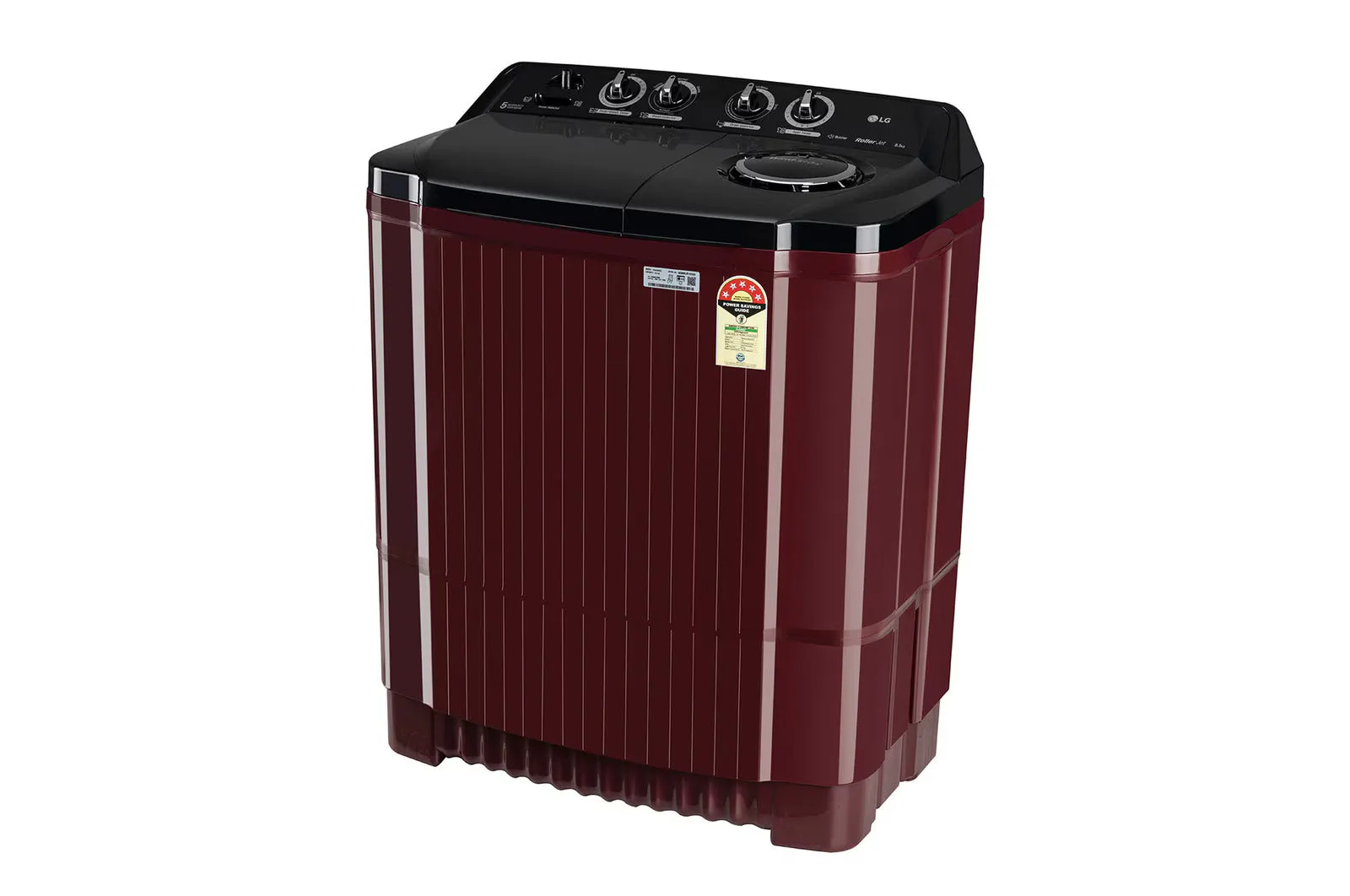 LG 8.5KG P8535SDAZ Semi Automatic Top Load Washing Machine, Roller Jet Pulsator   Soak, Burgundy