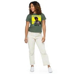 Women’s High-Waisted T-Shirt Reggae.Land Marcus Garvey My Hero 010